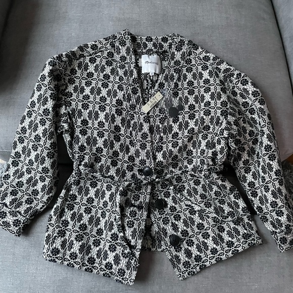 Madewell Geometric Jacquard Tie-Waist Jacket XXS New - Picture 2 of 9